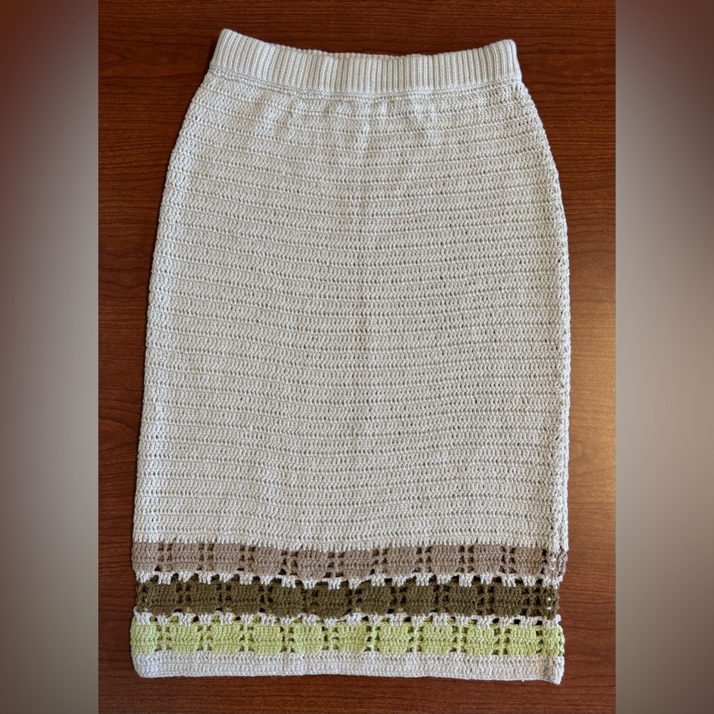 Amour Vert Meli Crochet Skirt – 100% Organic Cotton Boho Fall XS